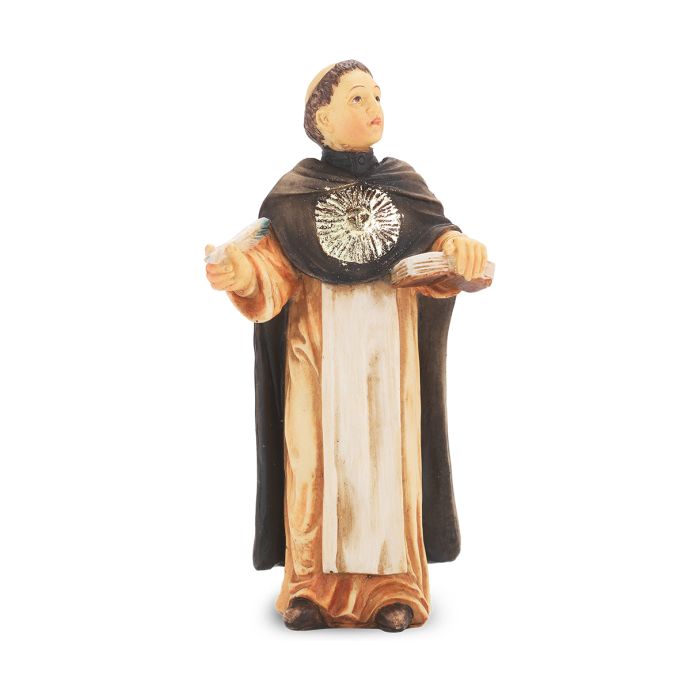 4" Cold Cast Resin Hand Painted Statue of Saint Thomas Aquinas