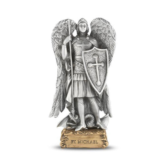 4 1/2" Pewter Saint Michael Stat-O4 : 4-1/2" (4.5