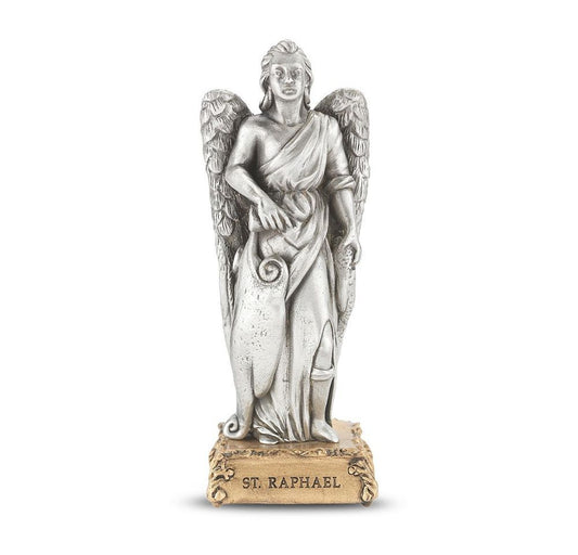 4 1/2" Pewter Saint Raphael Stat-4-1/2" (4.5"