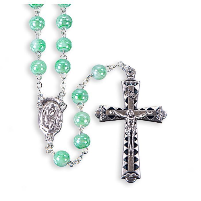 6mm Mint Marbleized Rosary 2308-MN