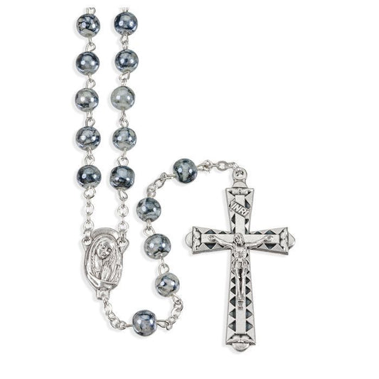 6mm Grey Marbleized Rosary w/ Ce