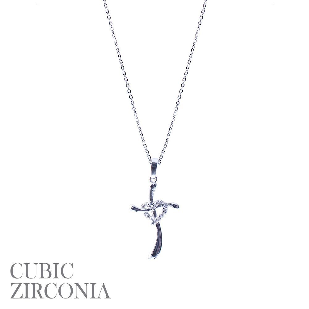 6 CR RH cubic zirconia cross nec