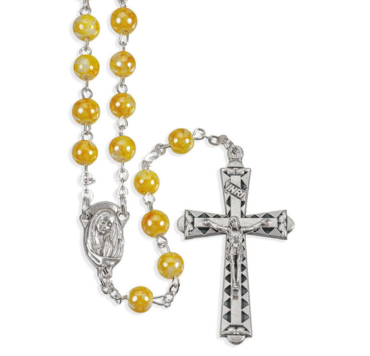 6mm Lemon Marbleized Rosary  2308LN