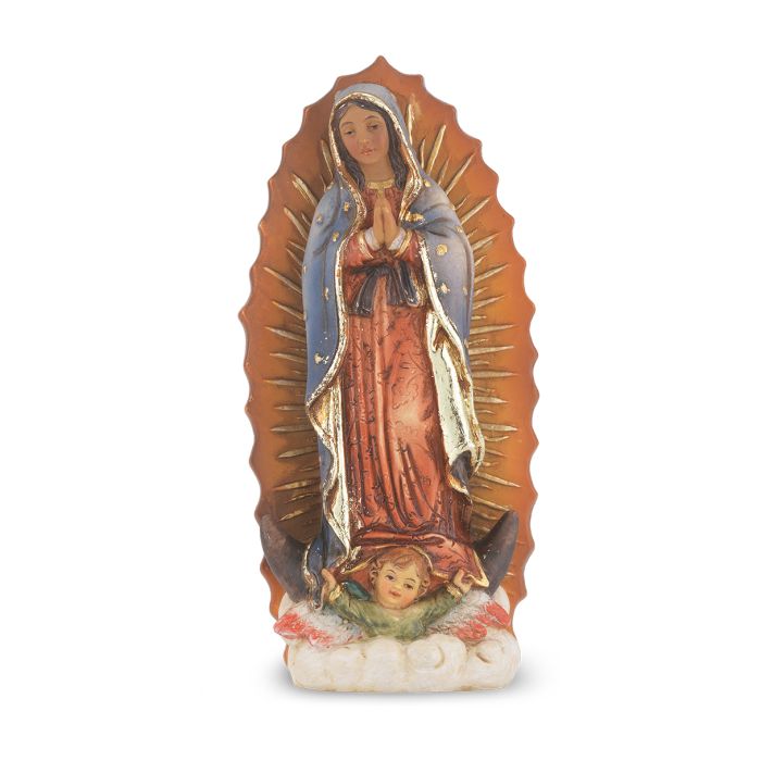 4" Cold Cast Resin Hand Painted Statue of Our Lady of Guadalupe