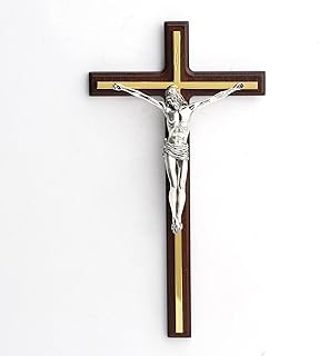 CRUCIFIX WALL PLAQUE-CROSS AND JESUS ON WOOD