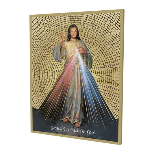 Gold Foil Mosaic Plaque of Divine Mercy.