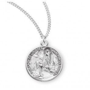 Our Lady of Lourdes Round Sterling Silver Medal