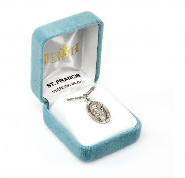 Patron Saint Francis Assisi Oval Sterling Silver Medal