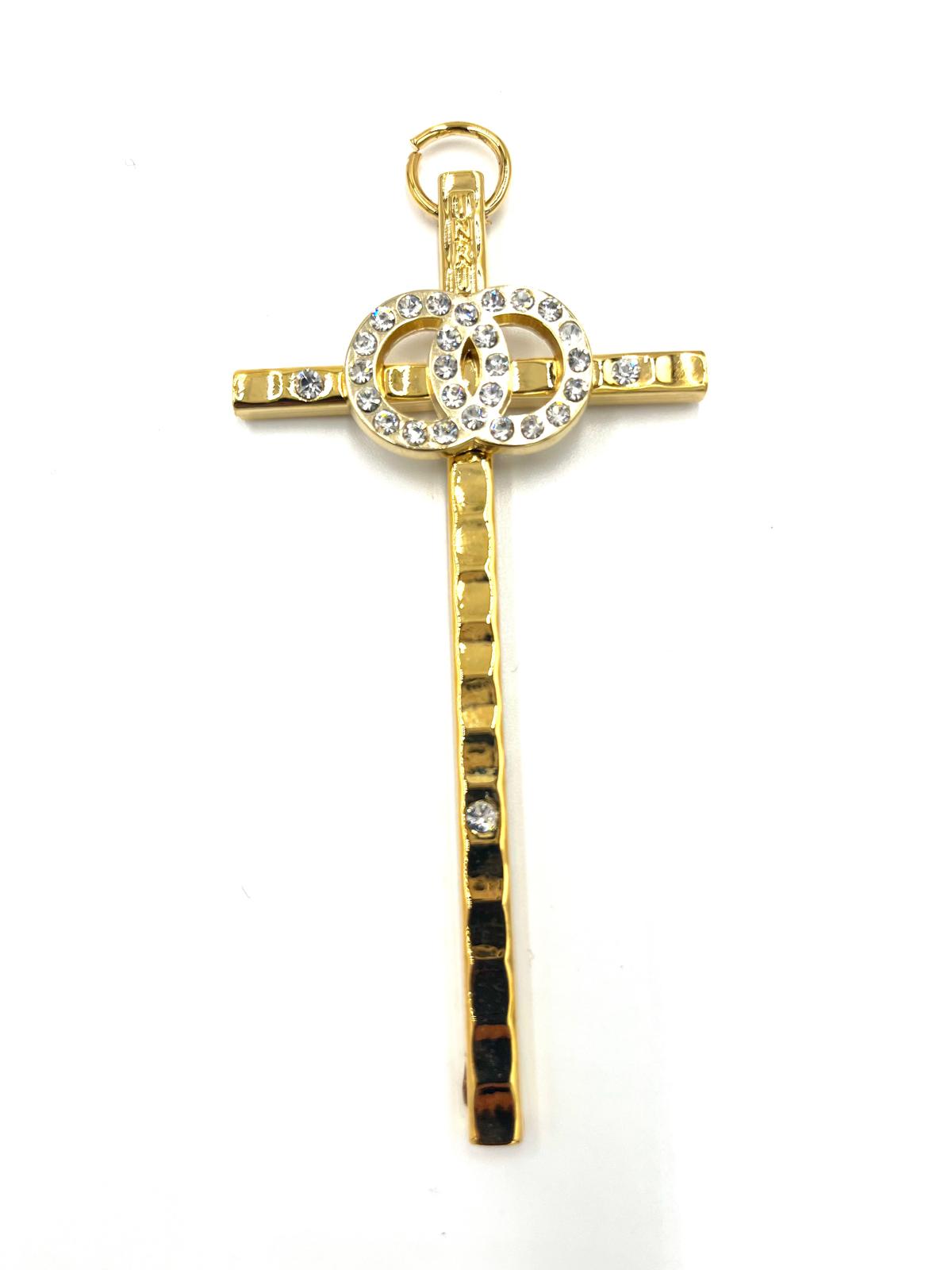 4.5" GOLD WEDDING CRUCIFIX WITH DOUBLE RINGS