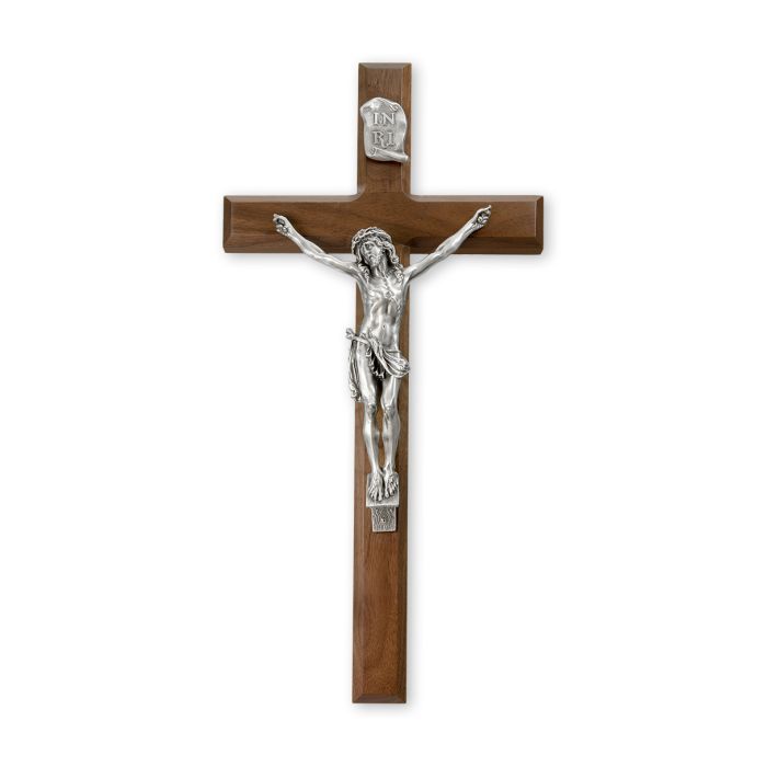 Walnut Cross with Antique Pewter Corpus