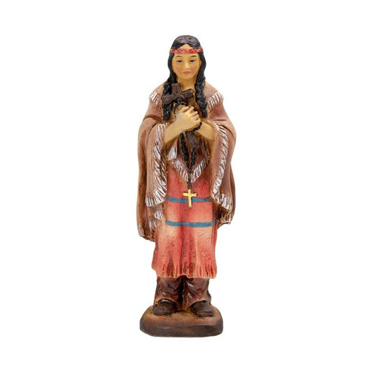 4" Cold Cast Resin Hand Painted Statue of Saint Kateri Tekakwitha