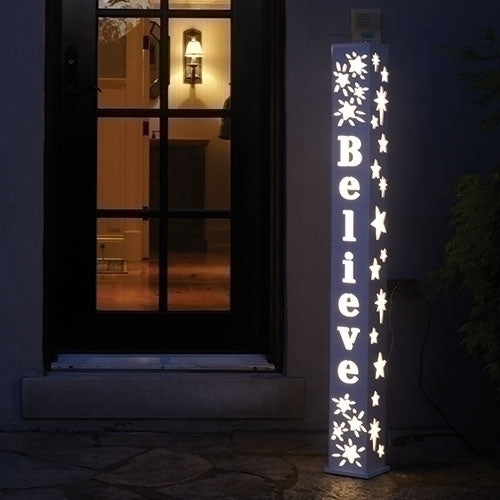 48"H LIGHTED  BELIEVE POST